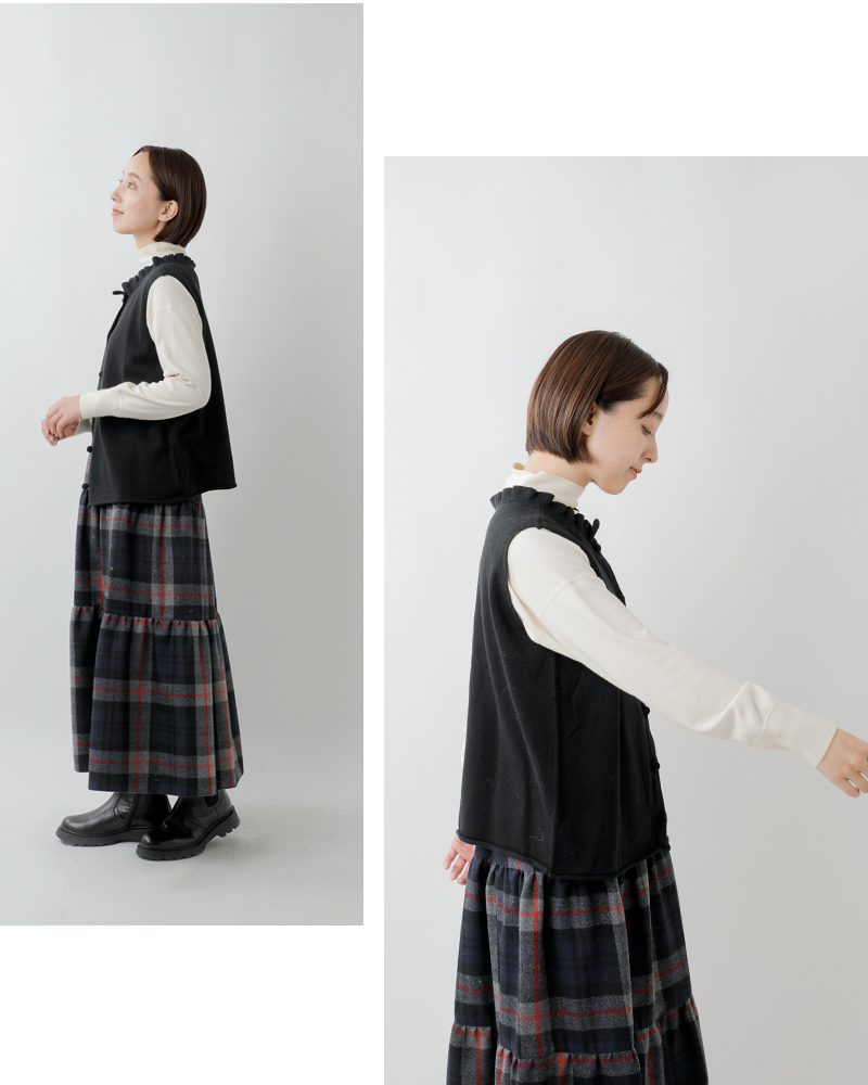 Gauze#(ガーゼ)ウールフリルカラー2wayニットベスト“FRILLCOLLAR2WAYKNITVEST”g1130