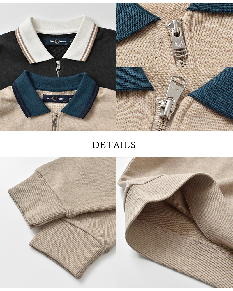FRED PERRY(フレッド ペリー)コットンハーフジップポロスウェットシャツ“ZIPNECKCOLLARSWEATSHIRT”g1149