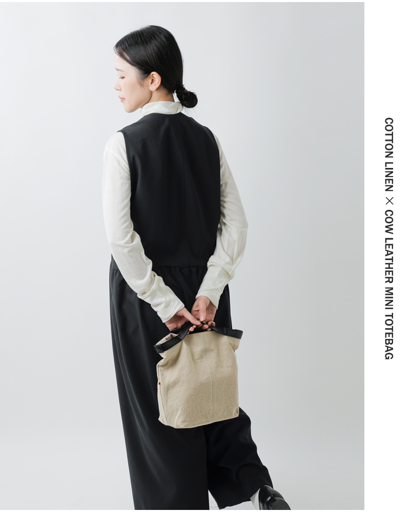 Permanent Age(パーマネントエイジ)コットンリネン×カウレザーミニトートバッグgf-2323