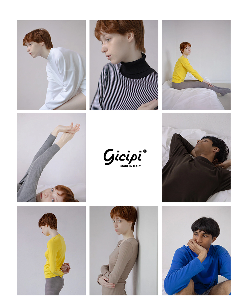 GICIPI(ジチピ)ぺザンテコットンクルーネックミラノリブラグランスリーブニットソー“Tartufo”2517a