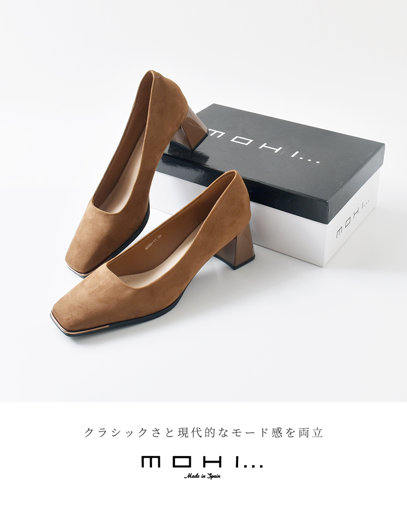 MOHI(モヒ)スクエアトゥフレアヒールパンプスgu3-899-11-pu
