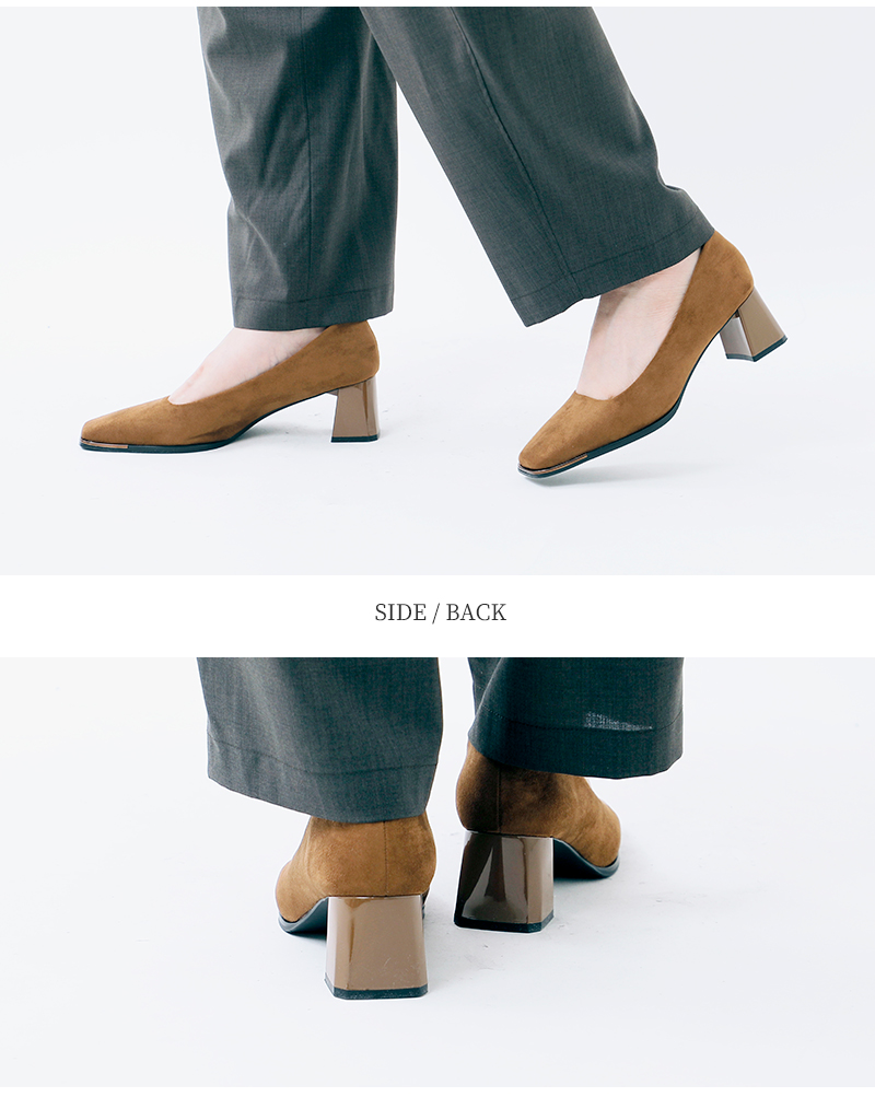 MOHI モヒ スクエアトゥ フレアヒール パンプス gu3-899-11-pu