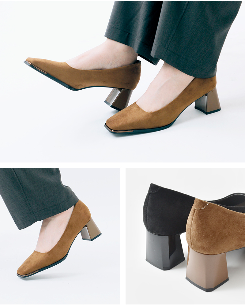 MOHI(モヒ)スクエアトゥフレアヒールパンプスgu3-899-11-pu