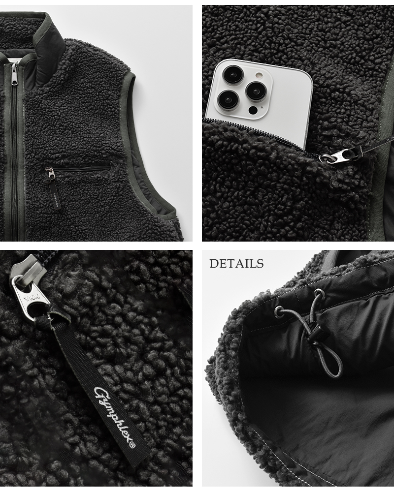 Gymphlex(ジムフレックス)コージーライトボアショートベストgy-a0568bol