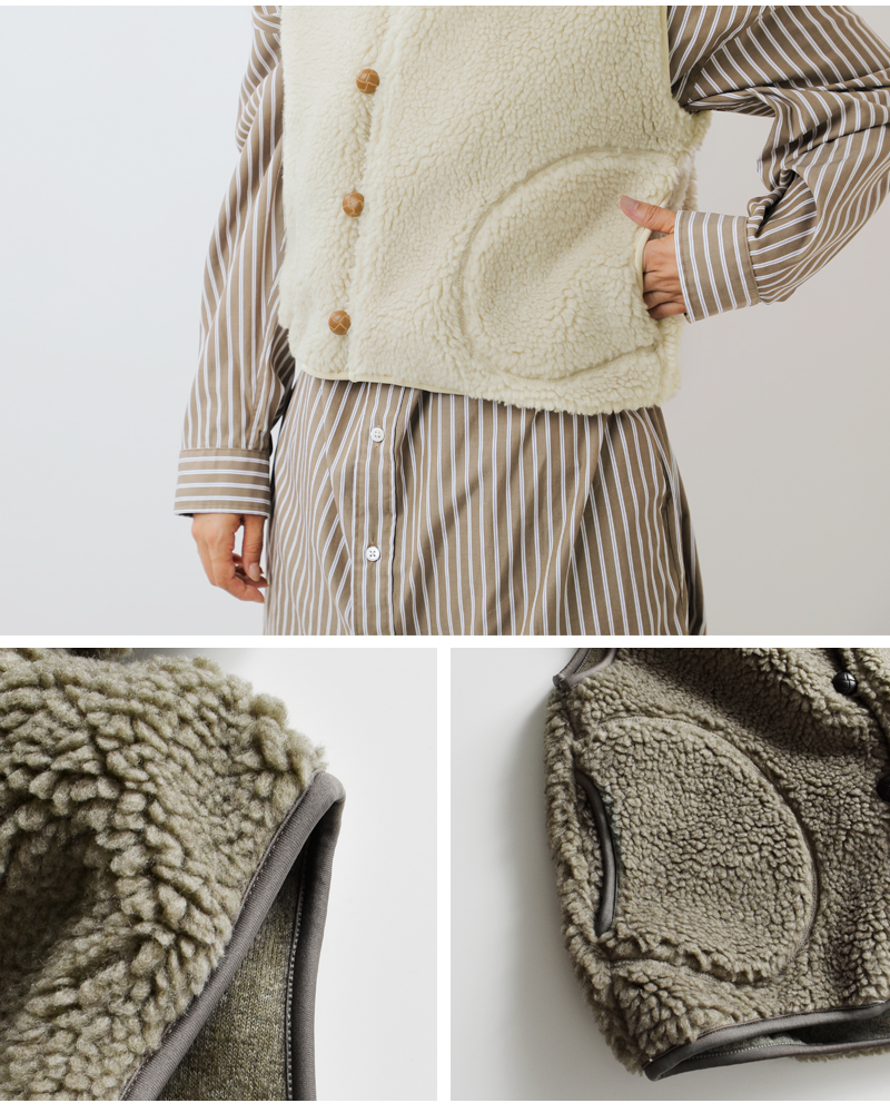 Gymphlex(ジムフレックス)くるみボタンボアフーデッドショートベストgy-a0726boa