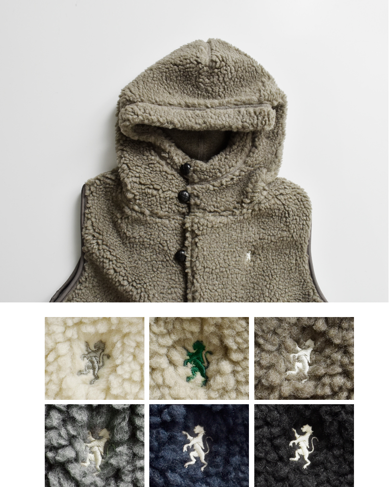 Gymphlex(ジムフレックス)くるみボタンボアフーデッドショートベストgy-a0726boa