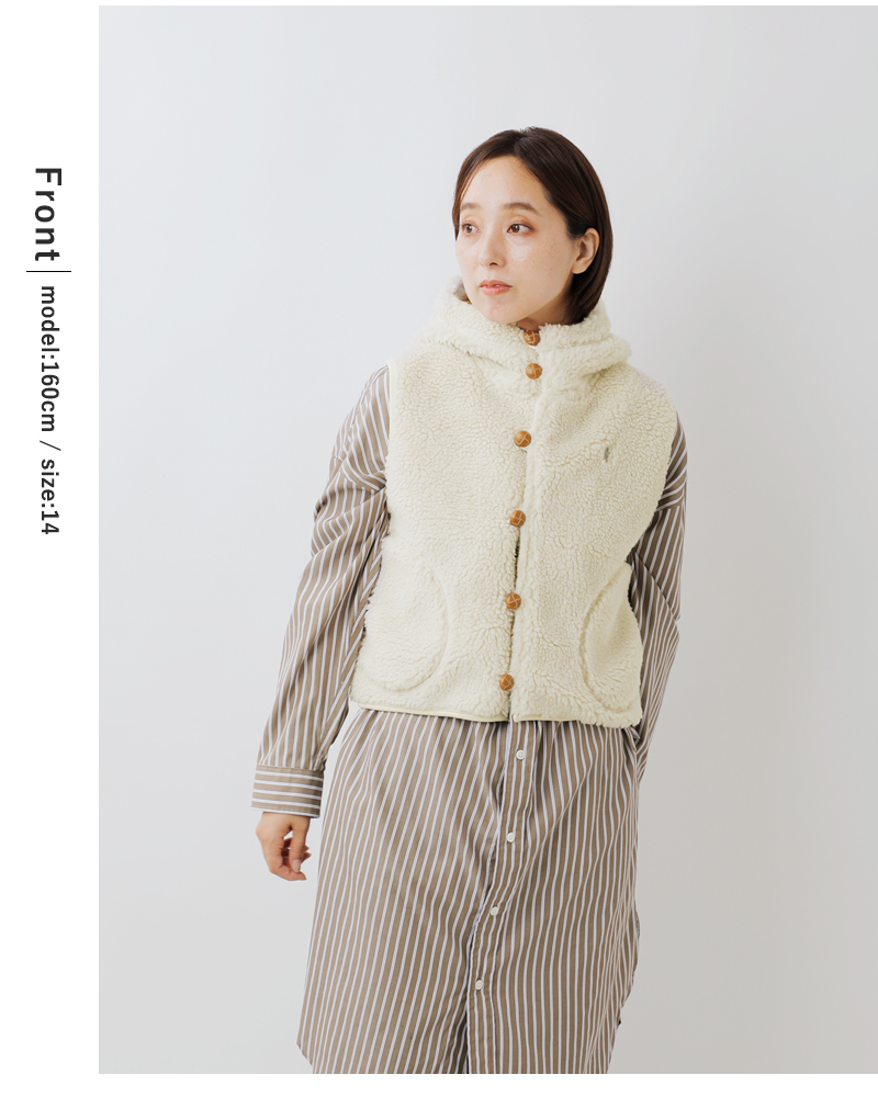 Gymphlex(ジムフレックス)くるみボタンボアフーデッドショートベストgy-a0726boa