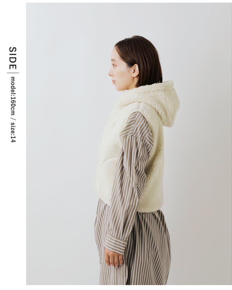 Gymphlex(ジムフレックス)くるみボタンボアフーデッドショートベストgy-a0726boa