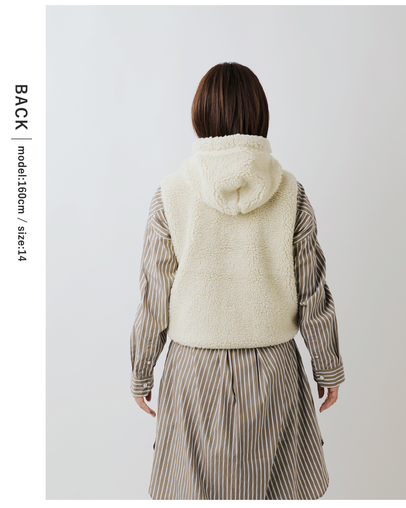 Gymphlex(ジムフレックス)くるみボタンボアフーデッドショートベストgy-a0726boa