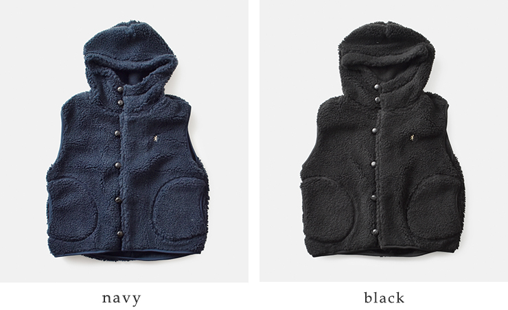 Gymphlex(ジムフレックス)くるみボタンボアフーデッドショートベストgy-a0726boa