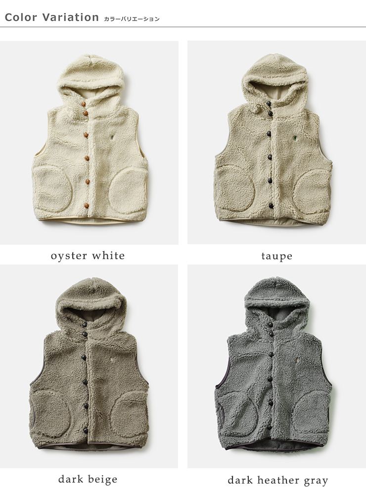 Gymphlex(ジムフレックス)くるみボタンボアフーデッドショートベストgy-a0726boa