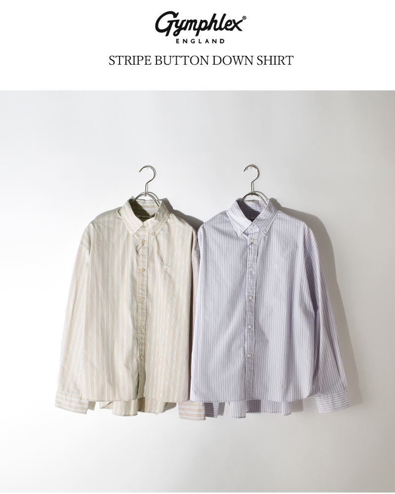 Gymphlex(ジムフレックス)ストライプボタンダウンロングスリーブシャツgy-b0198cbs-sbs