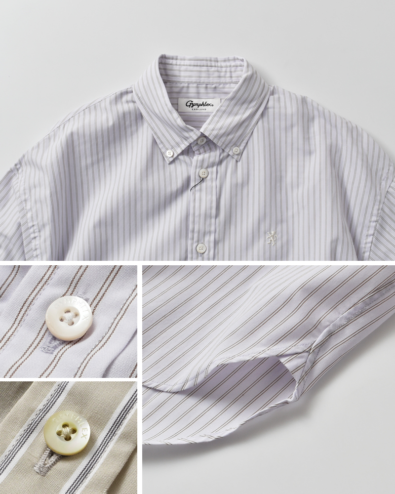 Gymphlex(ジムフレックス)ストライプボタンダウンロングスリーブシャツgy-b0198cbs-sbs