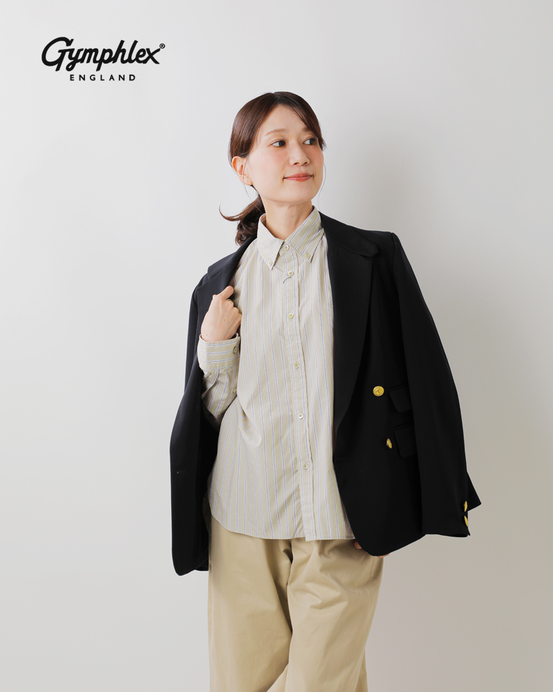 Gymphlex(ジムフレックス)ストライプボタンダウンロングスリーブシャツgy-b0198cbs-sbs