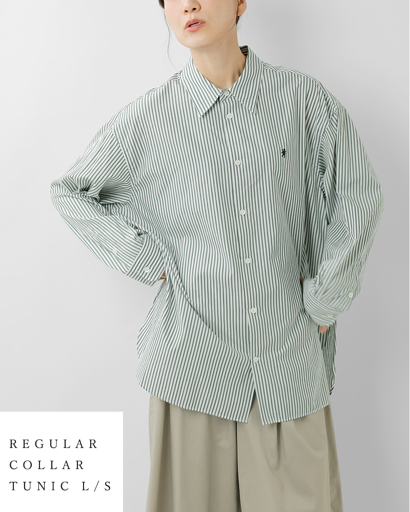 Gymphlex(ジムフレックス)コットンレギュラーカラーストライプ長袖チュニックシャツgy-b0404sgrs