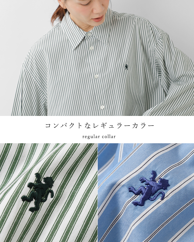 Gymphlex(ジムフレックス)コットンレギュラーカラーストライプ長袖チュニックシャツgy-b0404sgrs