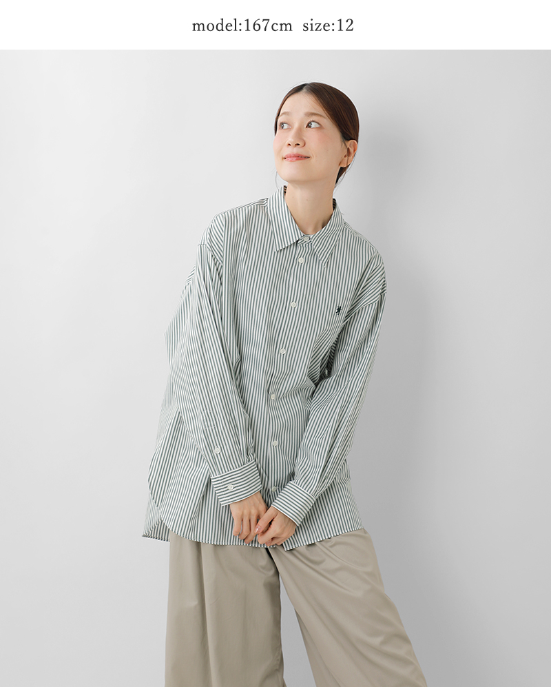 Gymphlex(ジムフレックス)コットンレギュラーカラーストライプ長袖チュニックシャツgy-b0404sgrs