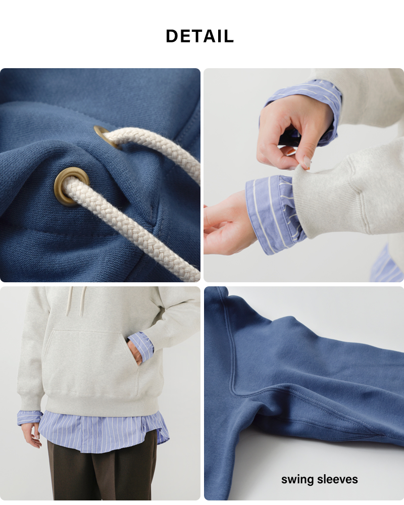 GymphlexAIR LIGHT FLEECY スウィングスリーブ フーデッド プルオーバー gy-c0293tcf