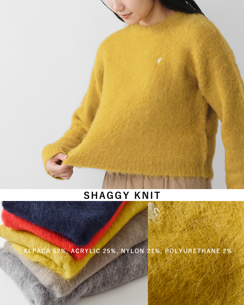 Gymphlex(ジムフレックス)アルパカシャギーニットクルーネックプルオーバーgy-d0096sgk