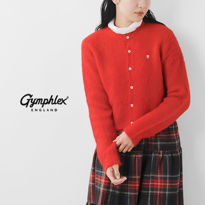 Gymphlex(ジムフレックス)アルパカシャギーニットクルーネックカーディガンgy-d0098sgk