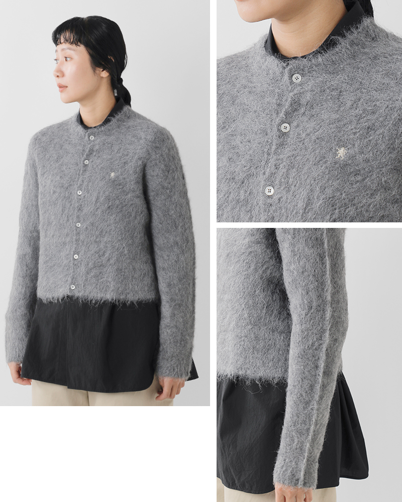 Gymphlex(ジムフレックス)アルパカシャギーニットクルーネックカーディガンgy-d0098sgk