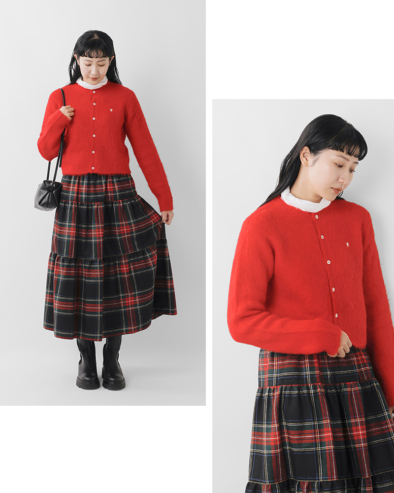 Gymphlex(ジムフレックス)アルパカシャギーニットクルーネックカーディガンgy-d0098sgk