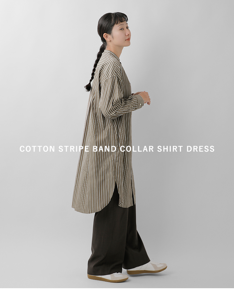 Gymphlex(ジムフレックス)コットンストライプバンドカラーシャツワンピースgy-g0064mts