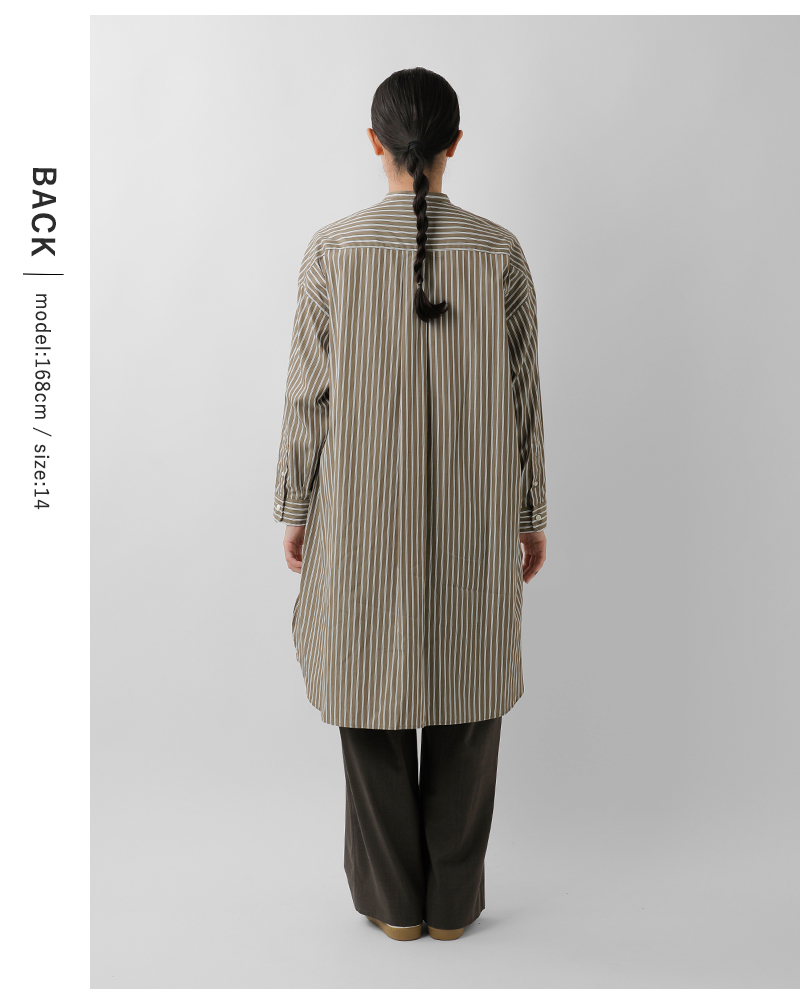 Gymphlex(ジムフレックス)コットンストライプバンドカラーシャツワンピースgy-g0064mts