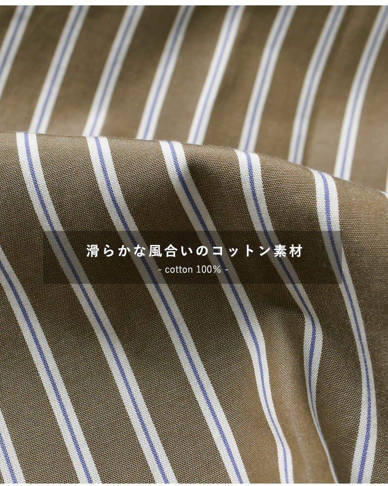 Gymphlex(ジムフレックス)コットンストライプバンドカラーシャツワンピースgy-g0064mts