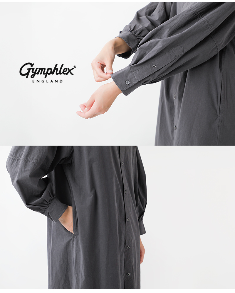 Gymphlex(ジムフレックス)コットンタイプライターバンドカラー長袖ワンピースgy-g0107otd