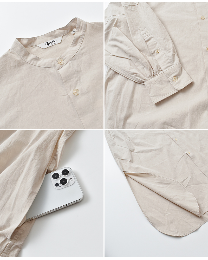 Gymphlex(ジムフレックス)コットンタイプライターバンドカラー長袖ワンピースgy-g0107otd