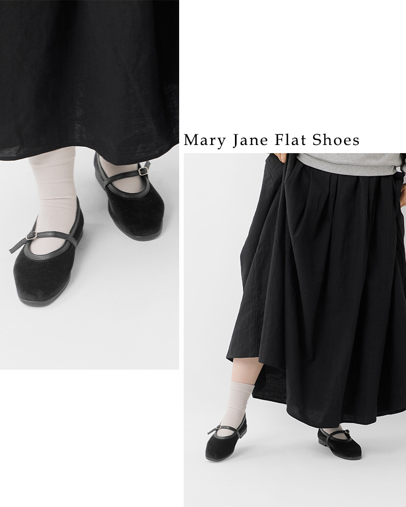 hcubuch(フーブ)ベルベットカウレザーコンビメーリージェンフラットシューズ“squirrel”h172