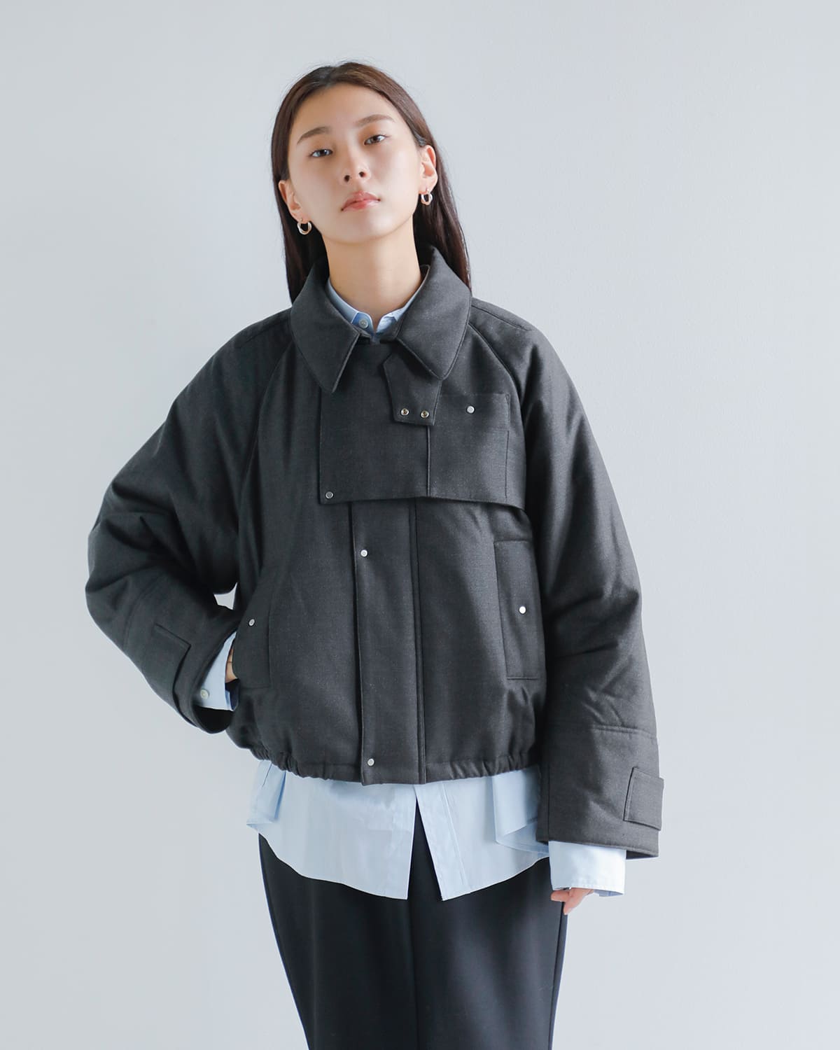 Hella(ヘラ)ウール混ガンフラップブルゾン “GUN FLAP BLOUSON” h253-04