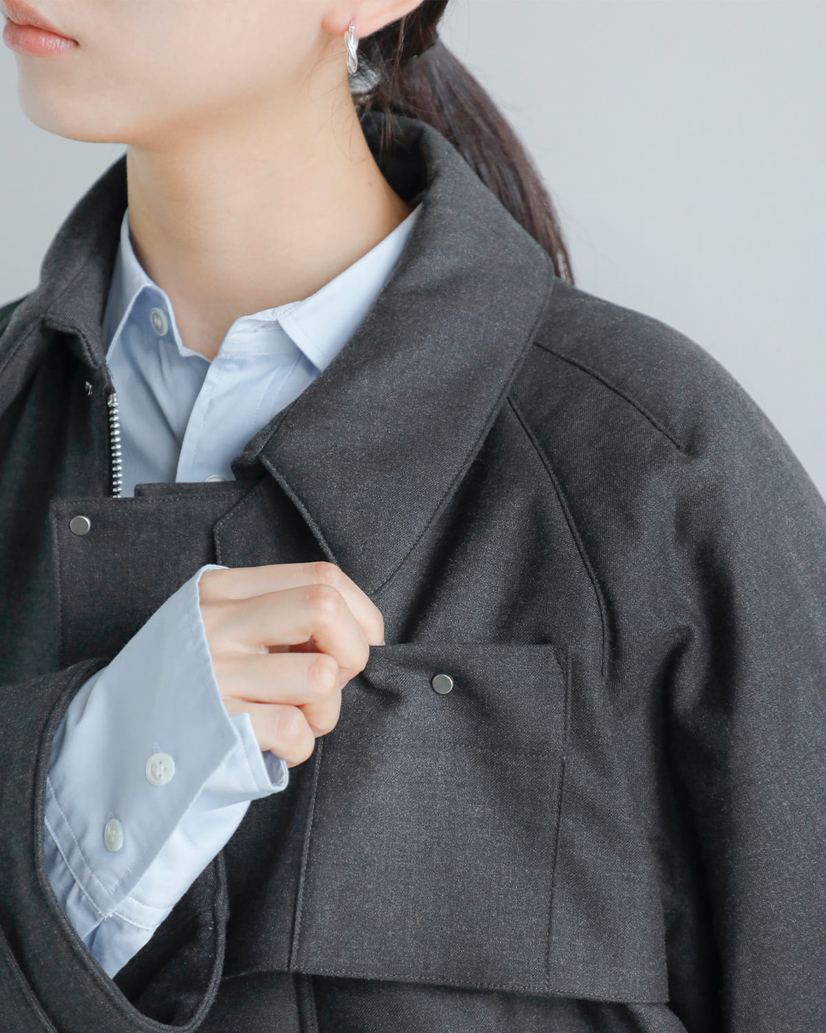 Hella(ヘラ)ウール混ガンフラップブルゾン “GUN FLAP BLOUSON” h253-04