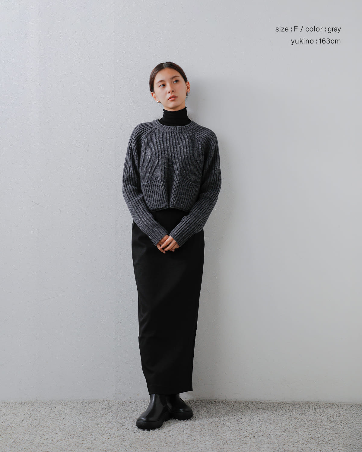 Hella(ヘラ)クロップドリブ編みニットプルオーバー “CROPPED KNIT PULLOVER” h253-93