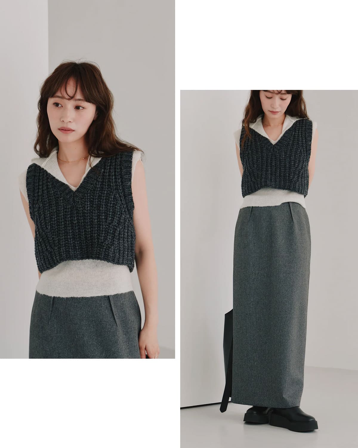 Hella(ヘラ)ローゲージ編みショートベスト “LOW GAUGE SHORT VEST” h253-94