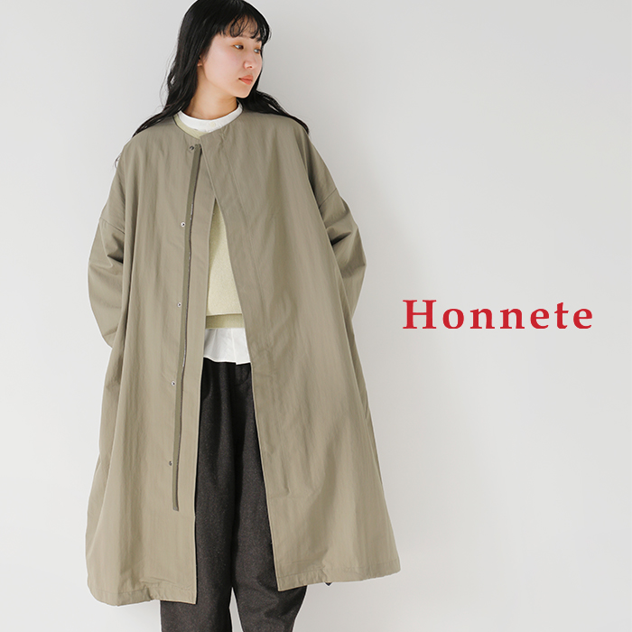 Honnete(オネット)タックスリーブオーバーフィットコートho-25aw-co23