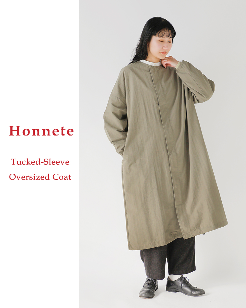 Honnete(オネット)タックスリーブオーバーフィットコートho-25aw-co23