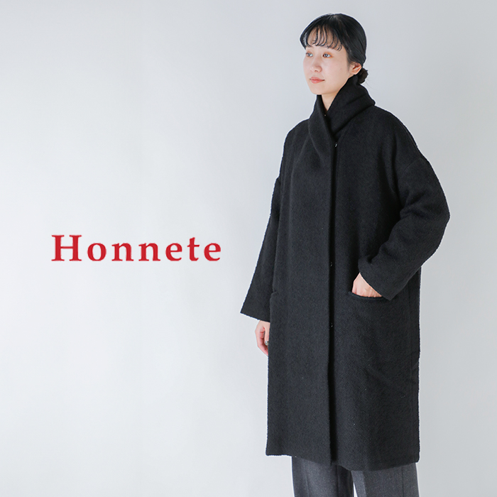 Honnete(オネット)ウールショールカラーコートho-25aw-co3