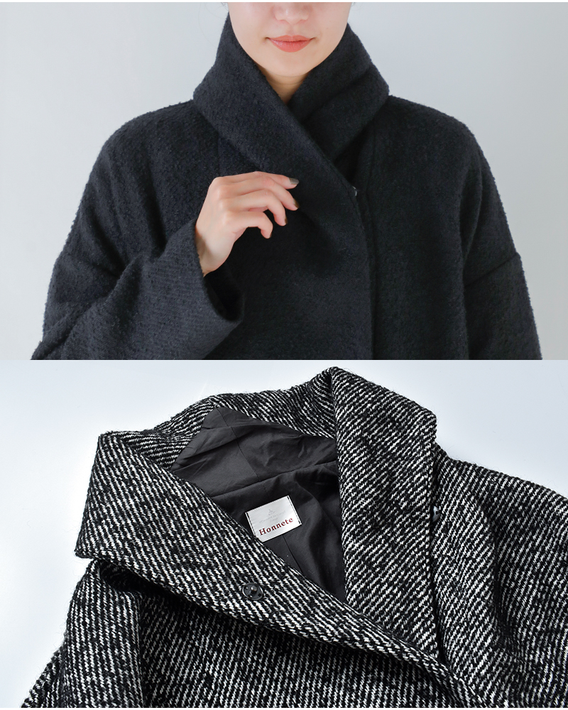 Honnete(オネット)ウールショールカラーコートho-25aw-co3