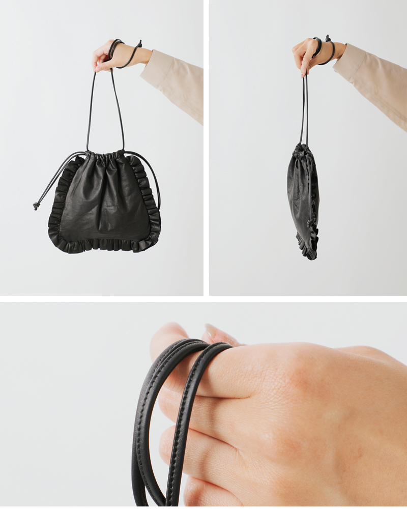 Sisii シシ レザー ミニサイズ フリルポーチ “MINI SIZE FRILL