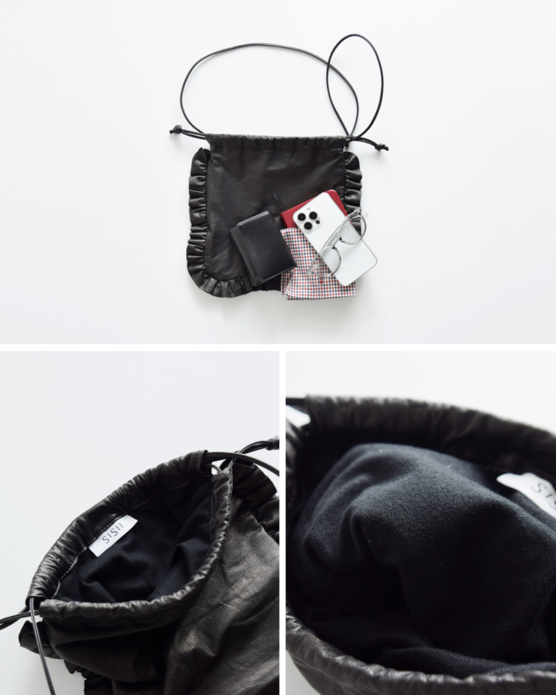 Sisii(シシ)レザーミニサイズフリルポーチ“MINISIZEFRILLPOUCH”im-03