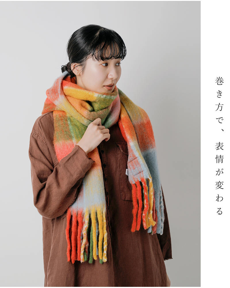 The Bagmati(バグマティ)ウールミックスチェックマフラーin-35180