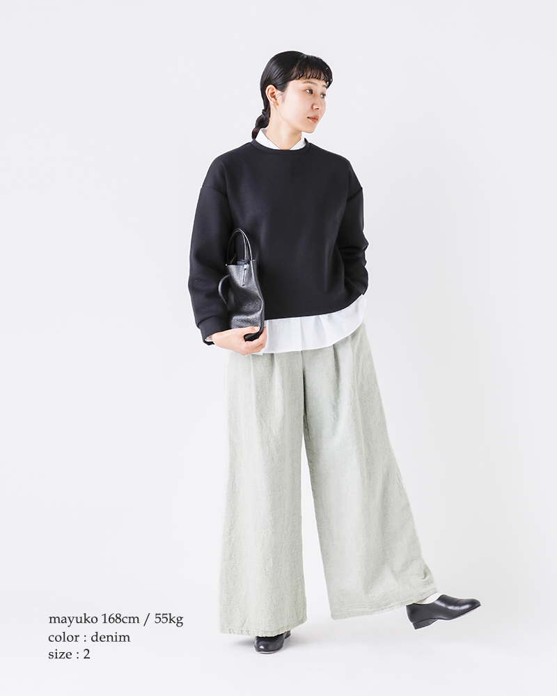 AQUA FITS(アクアフィッツ)ソフトコットン2タックワイドデニムiwaap0926-01