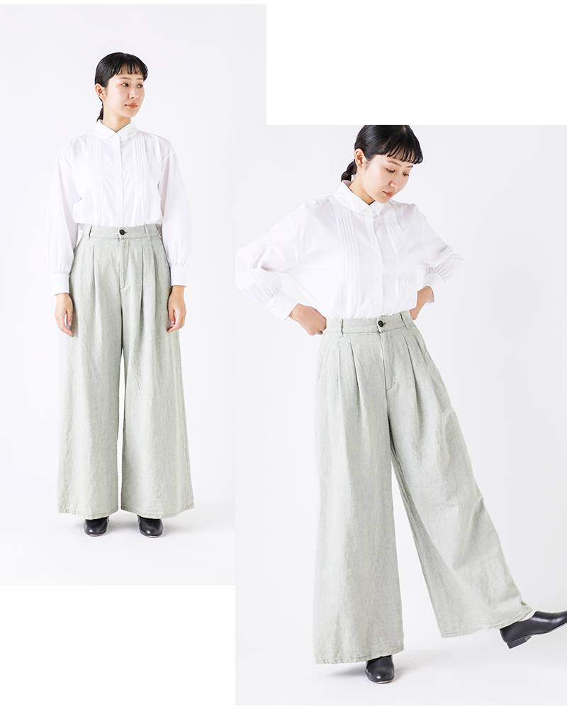 AQUA FITS(アクアフィッツ)ソフトコットン2タックワイドデニムiwaap0926-01