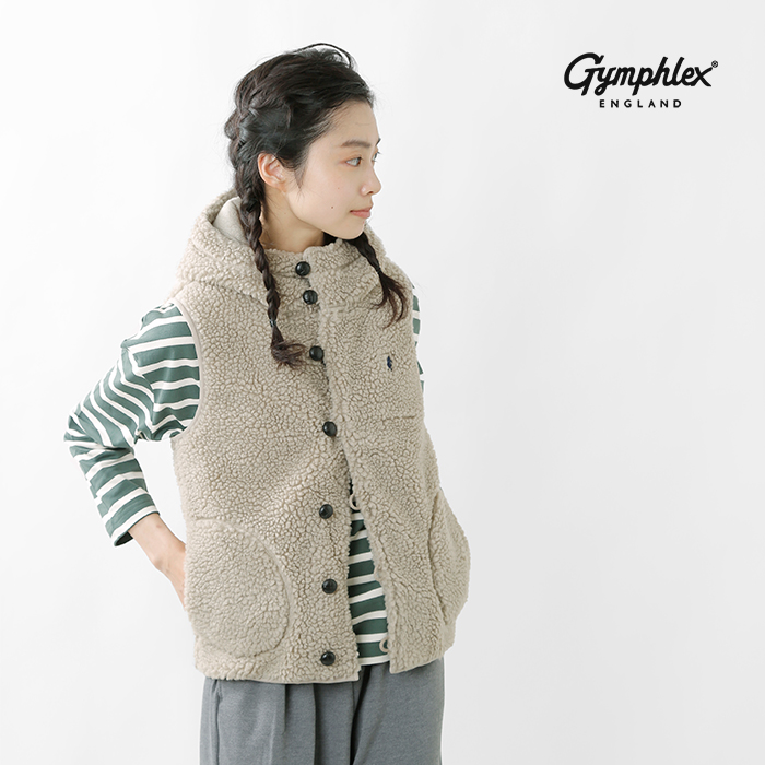 Gymphlex(ジムフレックス)くるみボタンボアフーデッドベストj-1069boa