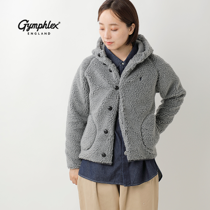 Gymphlex(ジムフレックス)くるみボタンボアフーデッドジャケットj-1185boa