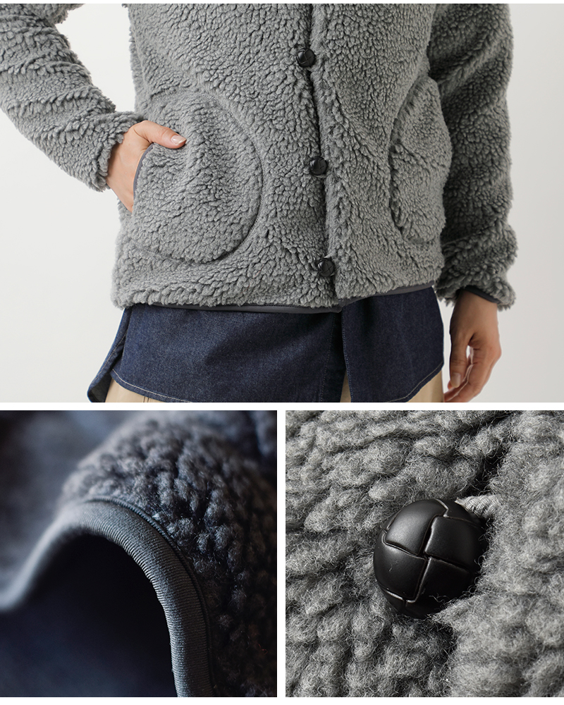 Gymphlex(ジムフレックス)くるみボタンボアフーデッドジャケットj-1185boa