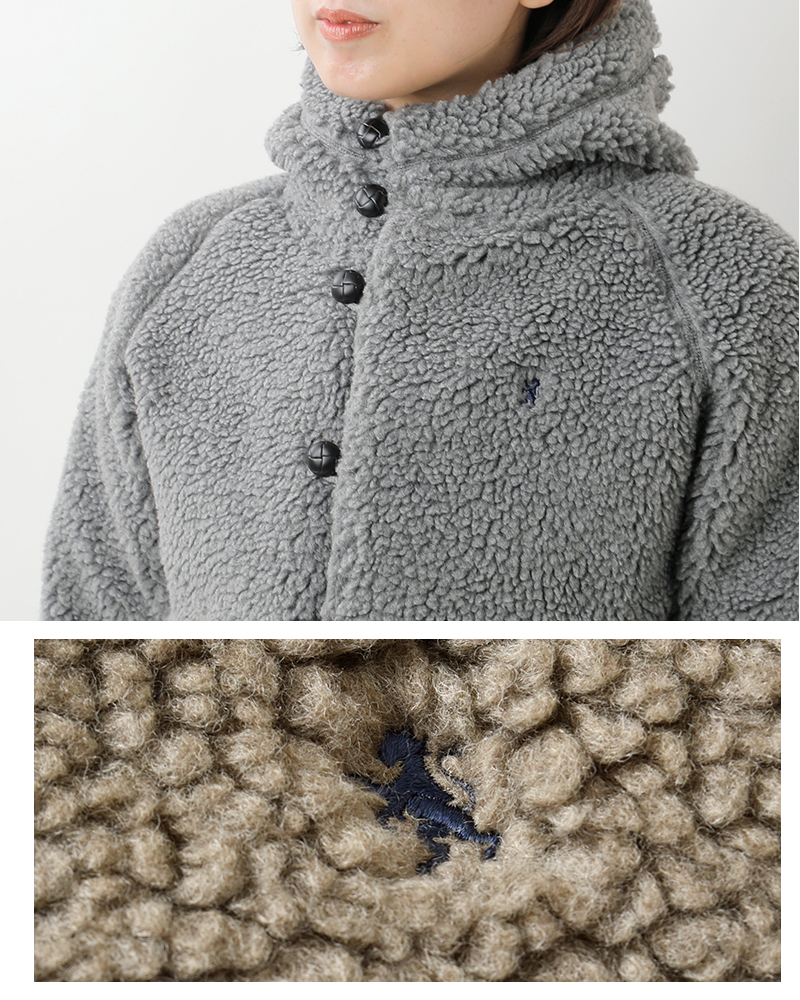 Gymphlex(ジムフレックス)くるみボタンボアフーデッドジャケットj-1185boa