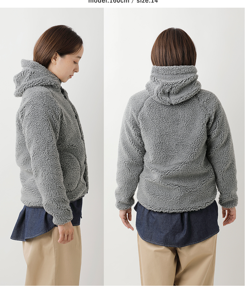 Gymphlex(ジムフレックス)くるみボタンボアフーデッドジャケットj-1185boa